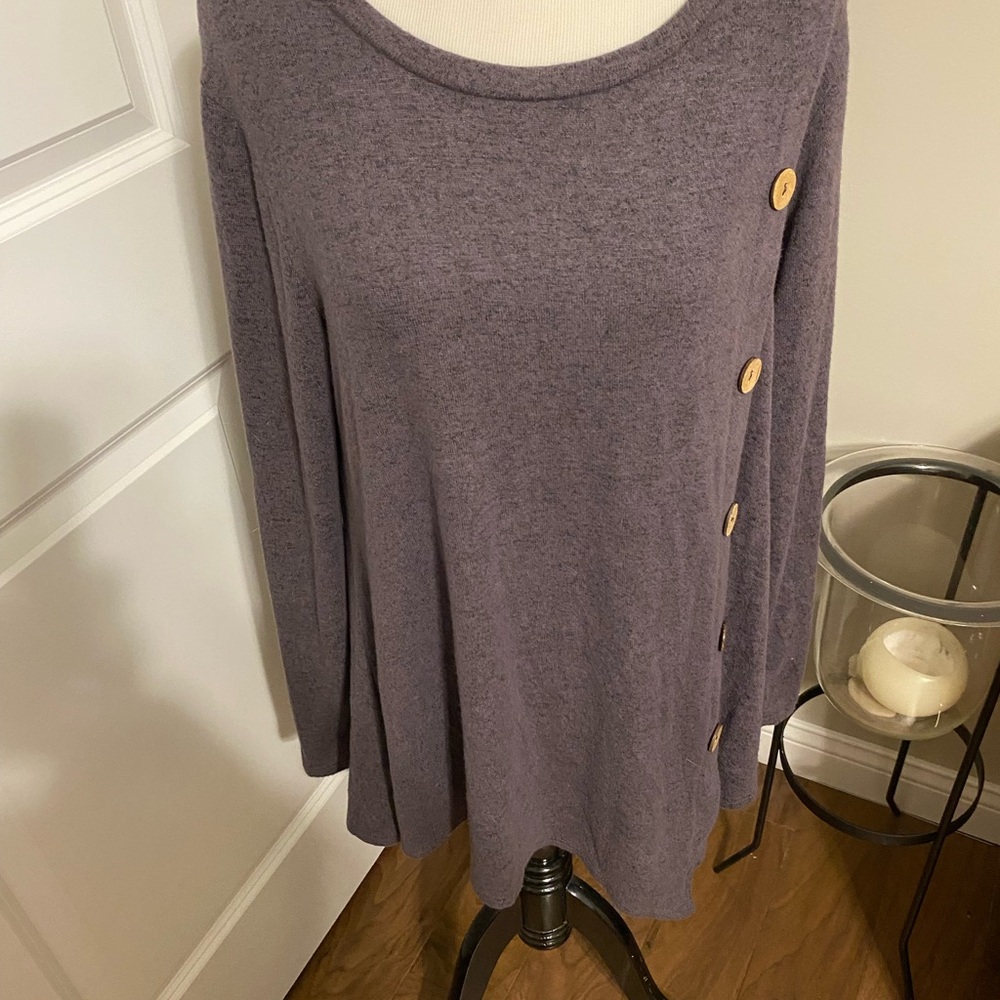 42pops Purplish Brown Tunic with Button Detail